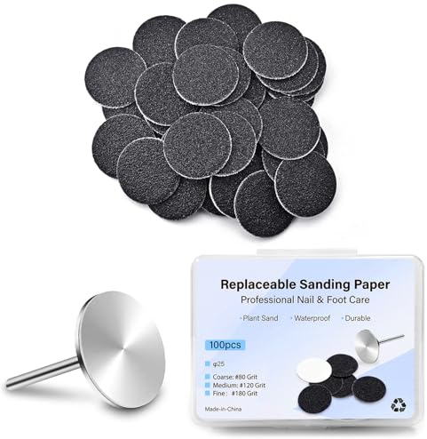 100pcs sostituibile carta abrasiva con disco 25mm Pedicure carta vetrata chiodo Drill Bit Accessori Salon Foot Calluse Tool (HJ-NF037-80 #)