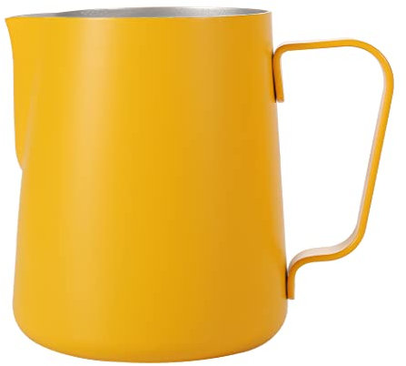 Dianoo Espresso Steaming Pitcher 350ml, Milk Frothing Pitcher Stainless steel, Coffee Milk Frothing Cup, Coffee jug, Latte Art, Yellow