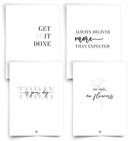 Donari® Postkarten Set in DIN A6 • Postkarten mit schönen Sprüchen in edlem Schwarz Weiß Look • Motivations Geschenk (Motivation)