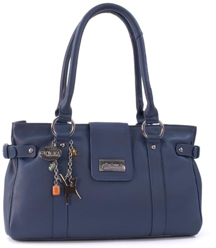 Catwalk Collection Handbags - Damen Leder Schultertasche - Handtasche Mittelgroß für Notizbuch A5 - Martina | Damen Mittelgroße Handtasche für den Alltag, sicherer Reißverschluss, mehrere Taschen und Fächer, passend für A5-Notizbücher