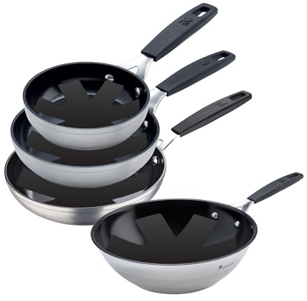MasterPro Smart | 3 Sartenes Antiadherentes de 20, 24 y 28cm y Wok de 28cm | Aluminio Forjado | Con Mango Ergonómico | Juego de Sartenes | Todo Tipo de Cocinas 