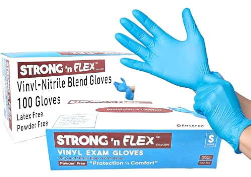 STRONG 'n FLEX 3-Use Vinyl-Nitrile Cleaning Gloves, 6mil, Latex-Free, Food Safe - More Convenient & Versatile - 100ct