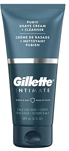 Gillette Intimate 2 in 1 Pubic Shave Cream + Cleanser, Gentle Formula, Formulated for Pubic Hair & Skin, with Aloe, Paraben Free (177 ml)