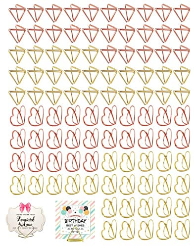 100 Stück Mini Tischkartenhalter,Herz,Dreieck,Herz Tischkarten Fotohalter Platzkartenhalter,Fotobilder Ständer Clips,Namenskartenhalter,Roségold & Gold für Hochzeit Restaurant Party Büro