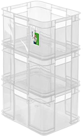 PAFEN 3x Euro Stapelbox 16l - 35 x 27 x 21 cm - Aufbewahrungsbehälter Euro-box Transparent Stapelkasten Transport Eurobehälter aus PP