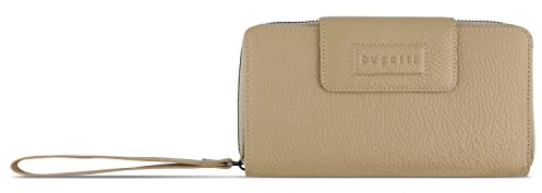 bugatti ELSA Lange Damen Geldbörse XL Leder RFID-Schutz, Sand