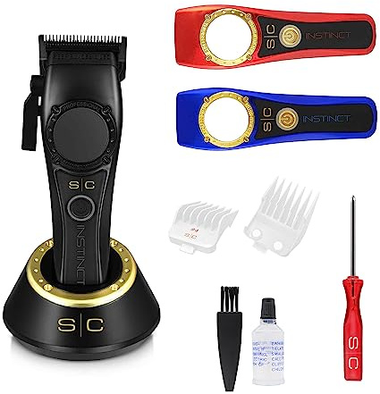 Tondeuse à Cheveux Professionnelle Homme Stylecraft Instinct by Gamma Più, Clipper avec Moteur Vectoriel avec Contrôle Direct du Couple, 180 Min d'autonomie, Lame Réglable, 8 Peignes, 3 Coques