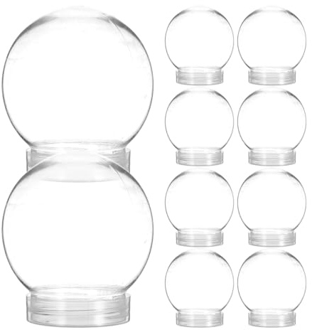 Didiseaon Kit De Boule À Neige Bricolage 10 Pièces Globe d'eau De Noël Clair Boule À Neige Vide en Plastique avec Bouchon Pot D'affichage Globe Remplissable pour Artisanat Décor