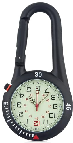 Nizirioo 1 x montre pour infirmière : montre à quartz, montre multifonction avec mousqueton, petite montre lumineuse avec bracelet pour médecins, infirmières, personnel paramédical, cuisiniers, sport