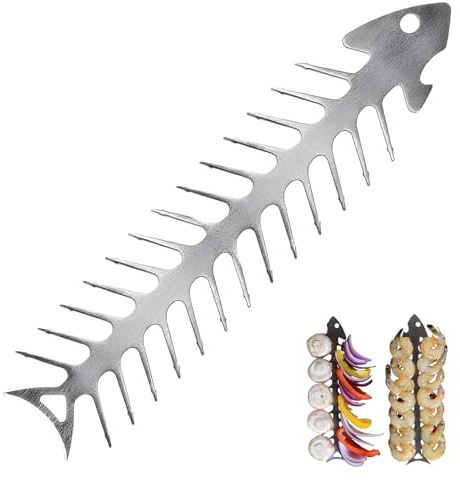 JYJLLM Fish Skeleton BBQ Metal Skewer for Kebab, BBQ Accessories Kebab Skewers, Kebab Grill Skewers with Holder, Meat Skewers Accessories for Gas Grill，BBQ skewers，Outdoor Campfire Accessories