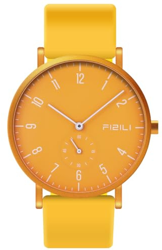 Dayllon Montre pour Homme, Minimaliste, Ultra Fine, étanche, Tendance, décontractée, de Luxe, analogique, à Quartz (Jaune)