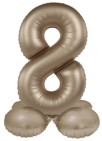 Folat 10528 Zahlen Luftballon - Stehender Folienballon Zahl 8 - Starlight Gold - Satin Gloss - 72 cm - Party Deko Ballon für Kinder Geburtstag Jubiläum, kein Helium erforderlich