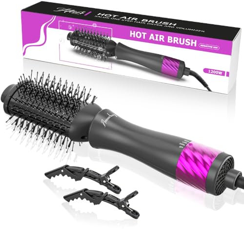 Amurhey Spazzola ad aria calda per capello, 1200 W, One Step volumizzatore per ricci sciolti e asciugacapelli rotondo