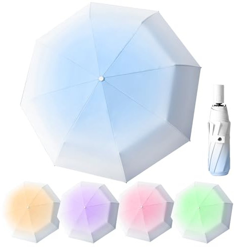 EEPLUYTY Regenschirme, Automatischer Taschenschirm Auf-Zu-Automatik Mit 8 Rippen, Sturmfest, UV-Schutz, Automatisches Öffnen Und Schließen (Blau)