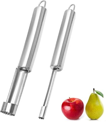 QEDBOJE 2 Piezas Descorazonador de Manzanas, Acero Inoxidable, Fácil de Quitar los Núcleos de Manzana, para Hogar y Cocina, Frutas y Verduras, Cortador Manzana