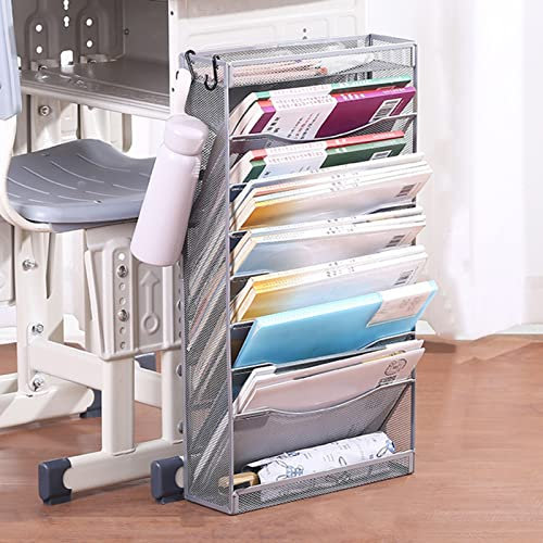 IEOWY Bodenstehender Zeitschriftenhalter - 9 Taschen, mehrschichtiger Organizer für Aktenbücher und Literatur, Leichter Broschürenständer aus Metall fürs Büro