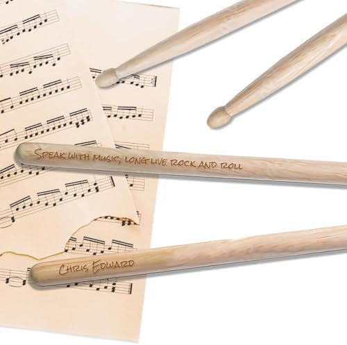 BeNsil Personalisierte Drumsticks 5A Lasergravur Individuelle Holz-Drumsticks Tolles Geschenk für Musiker, Schlagzeuger, Bands