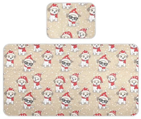 Kühlende Baby-Matratze für Stubenwagen, 71,1 x 132,1 cm, saugfähig, Weihnachten, niedlich, Cartoon-Hundebett, waschbar, für Kinder, Erwachsene
