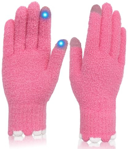 Long Keeper Gants Hiver Femme Gants Chaud Peluche TricotéS Coloridos Guantes Para Pantalla TáCtil Anti Froid Gants Thermique Pour Ski Conduite (Rose Rose)
