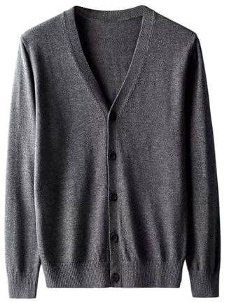 Cárdigan para hombre, chaqueta ligera de punto, cuello en V, botones y botones, elegante ropa de abrigo de manga larga para exteriores, estilo clásico tradicional, de lana suave, abrigo liso de moda