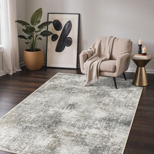 GENIMO Alfombra Salon Moderna, Cocina Lavable Antideslizante, Alfombra Pelo Corto para Dormitorio,Hall Entrada,Pasillo, Beige, 120X170CM