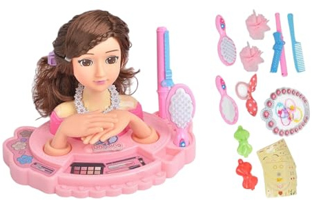 Puppenfriseurkopf – Frisierkopf für Mädchen mit Haarstyling- und Schminkzubehör, realistische Puppe zum Üben & Spielen | Kreatives Frisierset für Kindergeburtstag Weihnachten Kindertag Lernspielzeug f