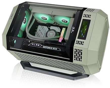 Caja De Ordenador, Caja De PC Gaming De Torre Media M-ATX/ITX - Puertos Frontales USB 3.0/Tipo-C - Panel Panorámico De Cristal Templado - Incluye Pantalla LCD De Expansión De 3,9 Pulgadas