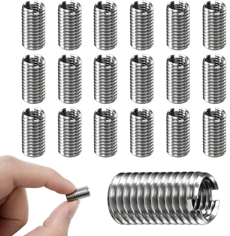 20 piezas inserto roscado 15 mm M8 a M6 acero inoxidable – casquillo para reducir de M8 a M6, adaptador de rosca interior para reparación y refuerzo, fijación taller y montaje