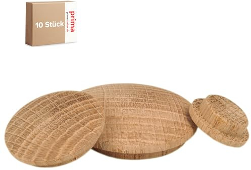 woplus Holzabdeckkappen Holz Abdeckkappen Eiche unbehandelt Bohrloch 15mm [10 Stück] (Bohrloch 15MM [17.E15])
