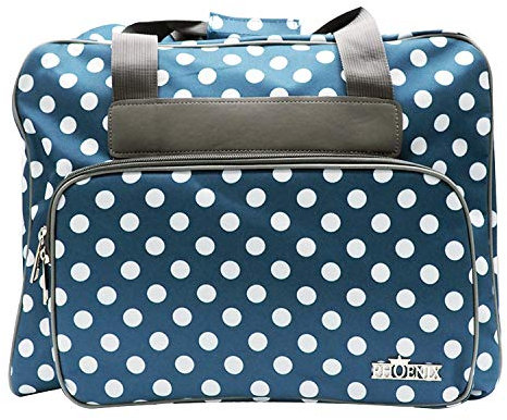 Phönix Taschen für Nähmaschinen 45x21x37cm und Overlockmaschinen 39x32x36cm (Polka Dots Blau, Nähmaschinentasche)