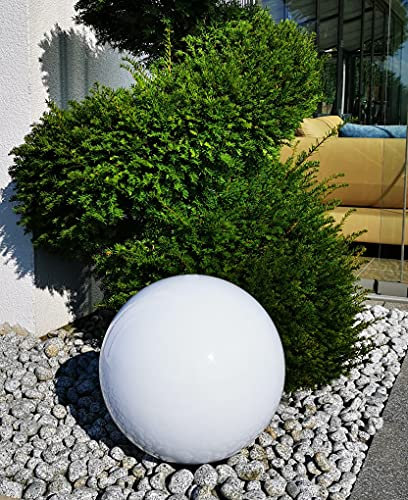 Trango 40cm Durchmesser Gartenkugel 400 mit je 3m Zuleitungskabel Kugelleuchte *SNOW* in Weiß E27 Fassung Gartenleuchte, Außenleuchte, Gartenstrahler, Gartenkugel ohne Leuchtmittel