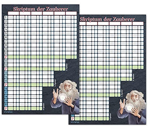 Kartenspiel Block DIN A5 - Skriptum der Zauberer - moderner Ersatzblock mit Updates, gut lesbar und übersichtlich gestaltet, auch für Senioren und Kinder geeignet, Spielblock groß mit 50 Blätter (2x)