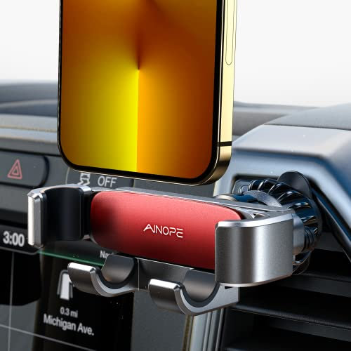 AINOPE Handyhalterung Auto Lüftung - [Schwerkraft-Design] [Einhandbedienung] Handy Halterung Auto, 2025 Autohalterung Auto Zubehör Für iPhone 16e 16 15 14 13 12 11 Pro Max XR, Smartphone mit Hülle rot