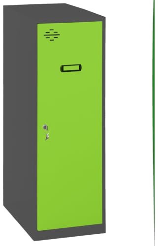Simonlocker - Kleiner Spind für Schränke, 915 x 300 x 500 mm, Amario aus Metall, klein, inklusive Schlüssel, Anthrazit/Grün