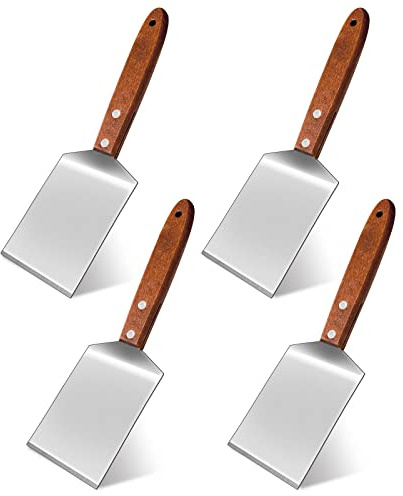 4 Pcs Small Brownie Cookie Spatula Metal Stainless Steel Spatula with Wooden Handle for Desserts Cutting and Serving Desserts, Brownies and Lasagna