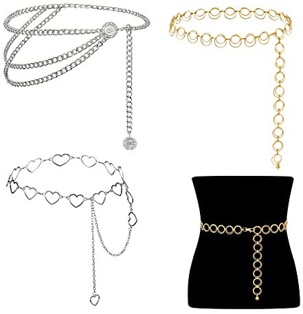 Bauchkette Gold, RosyFate Taillenkette Damen, Körperketten Silber, Kettengürtel, Bauchkette Hüftkette, Körperketten für Frauen Gold, Bikini Bauchkette, Silber Körperkette für Frauen und Mädchen (A4)