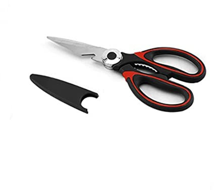 Tijeras de cocina, tijeras de cocina de acero inoxidable, herramienta de tijeras multiusos para carne, verduras, hierbas, tijeras para barbacoa (rojo)