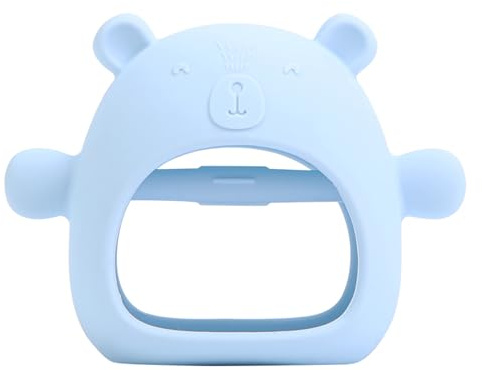 Beißspielzeug für Baby, Baby Beißspielzeug Beißhandschuh für Babys, Silikon Baby Beißring Spielzeug, Baby Beißring für Kleinkind Säugling, Baby Junge Mädchen Dusche Geschenke Blau