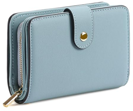 GAEKEAO Ladies Leather Purse RFID Blocking Women's Wallet Bifold Ladies Credit Card Wallet with Zip Around Coins Section Real Leather Purse