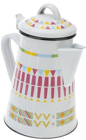 IMIKEYA Enamel Coffee Pot 0.8l White Geometric Handheld Kettle Coffee Kettle Enamel Water Pot Suitable for Hand-drip Brewing and Home Use