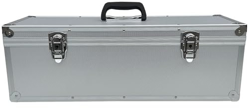 Caja de aluminio plateada para herramientas, 20 x 20 x 60 cm, tapa extraíble