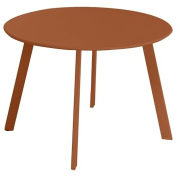 LOLAhome Mesa Auxiliar Marzia lacada Naranja Teja | Ø60x42 cm | De Acero con Revestimiento epoxi anticorrosión Interiores y Exteriores, jardín, terraza y balcón