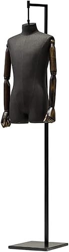 LIUSP Hängender Mann mit Holzarmen und verstellbarem Ständer, Halbtorso-Schneiderpuppe, Schneiderpuppe zur Kleiderpräsentation
