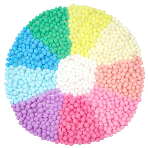 TOAOB 1000pcs Craft Pompoms Loisirs Creatifs Multicolore 1cm Gros Pompons Artisanale Moelleux pour Bricolage Fournitures Décorations Couture Guirlandes Franges Projets et Artisanat