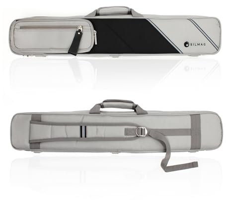 BILMAG Billard Queue Tasche Köcher Queuetasche OSC IV, 82cm, 3/4 Schwarz Grau