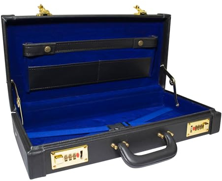 Premium Masonic Regalia Half Apron Hard Case Briefcase, Black Leather – Freemason Bags & Cases