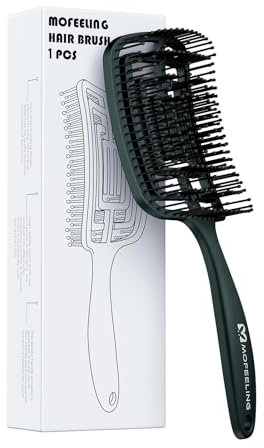 Spazzola Capelli, Spazzola per Capelli Ventilata Curva Professionale per Capelli Bagnati e Asciutti, per Massaggio Districante, Spazzola con Essiccazione e Formatura Rapida, Manico Ergonomico