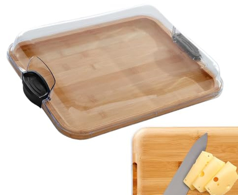 My - Tabla de quesos para carnes frías, carnes frías con tapa, accesorios de madera prácticos, cocina portátil para bodas, cumpleaños, etc