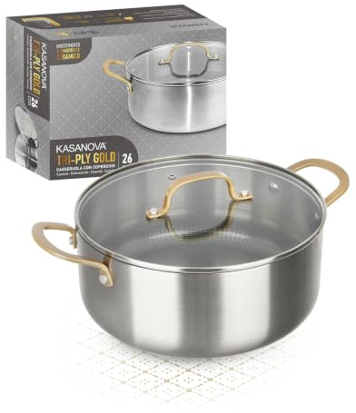 Casseruola 26 cm triplo strato Tri Ply - Gold con coperchio