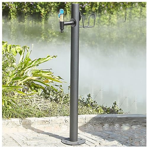 WDSOPK Fuente De Columna De Agua para Jardín con Grifo para Exterior, Soporte para Manguera De Agua para Hidrante De Patio Anticongelante, Grifo De Manguera para Monta（with 4 Faucet-13×86Cm）